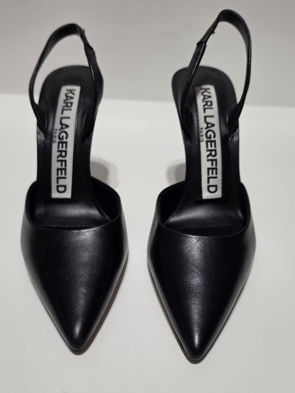 Karl Lagerfeld Paris Caslynn Black Pointed Slingback Rhinestone Heel Pumps Size6